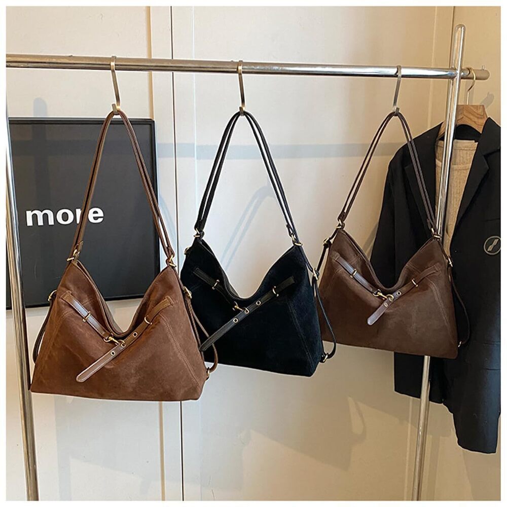8032 Suede Tote Bag Hobo Handbags, Vintage Slouchy Backpack Large Crossbody - Picture 7 of 7